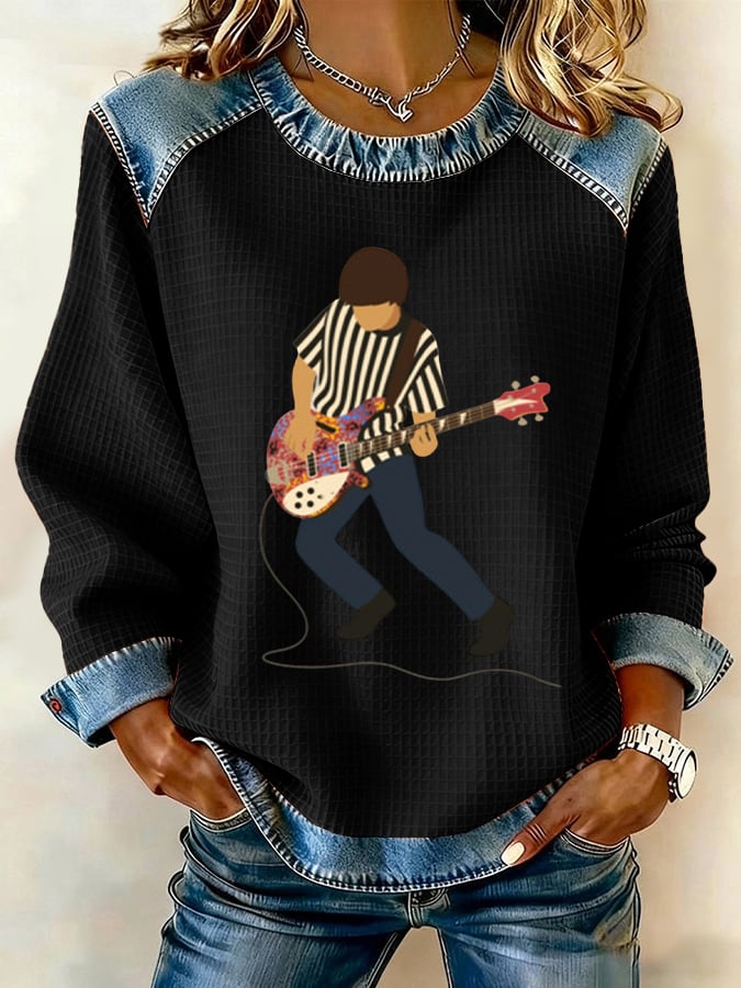 Women's Music Patchwork Casual Sweatshirt