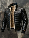 Men'S Vintage Warm Plush Soft Leather Outdoor Jacket