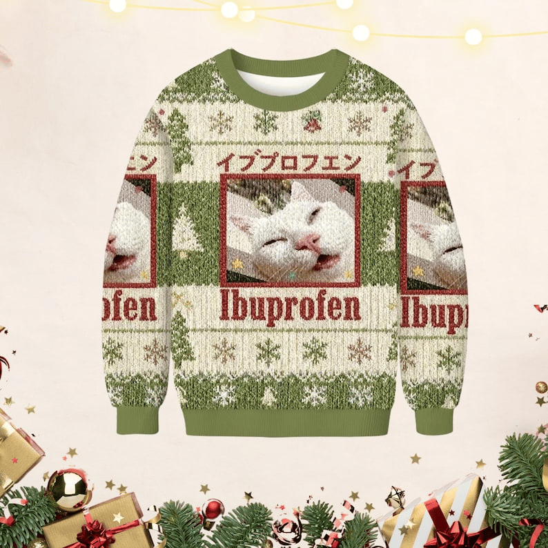 Funny Cat Christmas Art Printed Sweatshirt