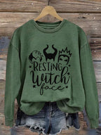 Women's Resting Witch Face Print Casual Crew Neck Sweatshirt