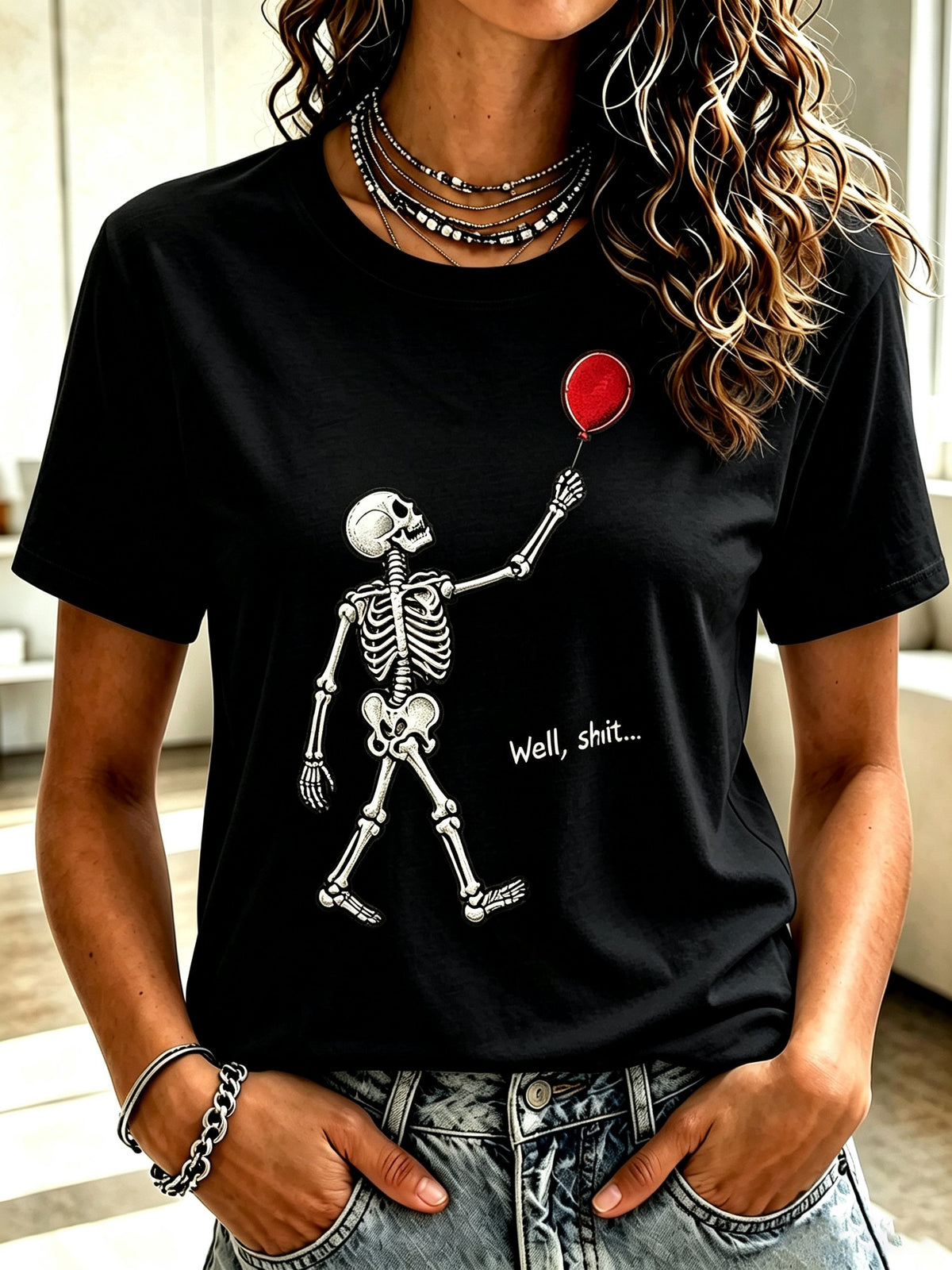 Women's Retro Halloween Well, shit... Print T-Shirt