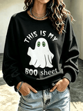 Women's Halloween Ghost Print Sweatshirt