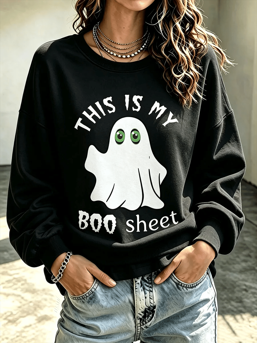 Women's Halloween Ghost Print Sweatshirt