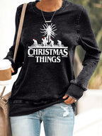 Retro Christmas Things Print Sweatshirt