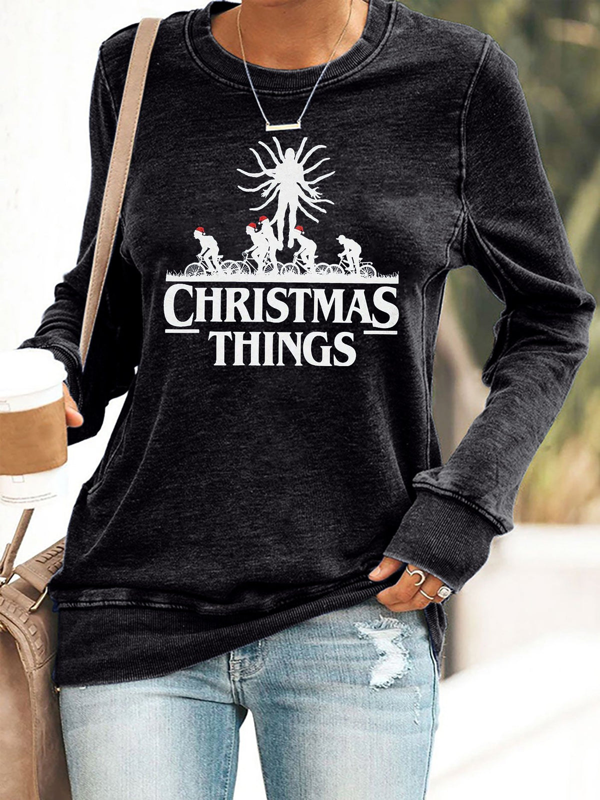 Retro Christmas Things Print Sweatshirt