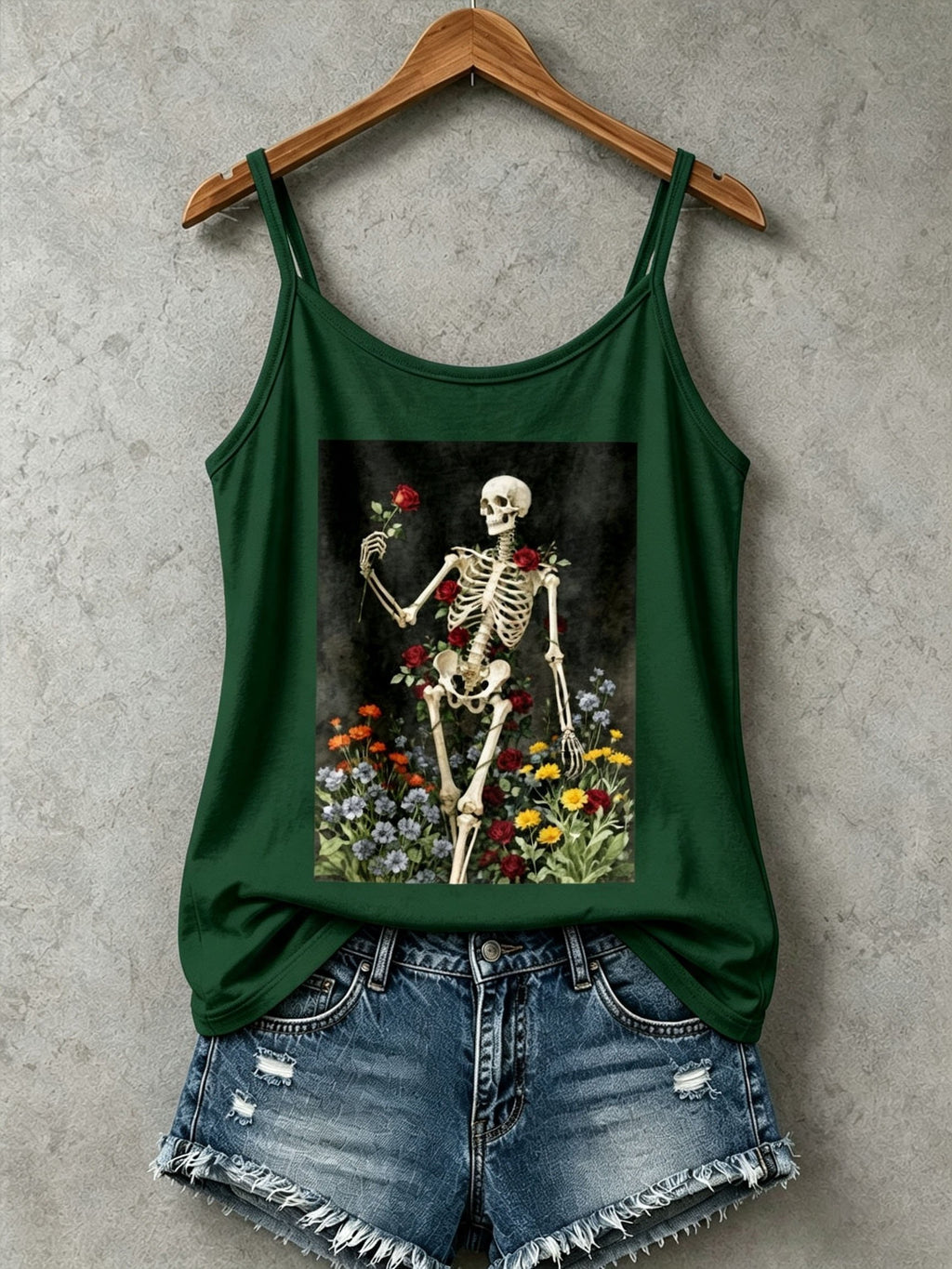 Women's Retro Halloween Skull Print Tank Top
