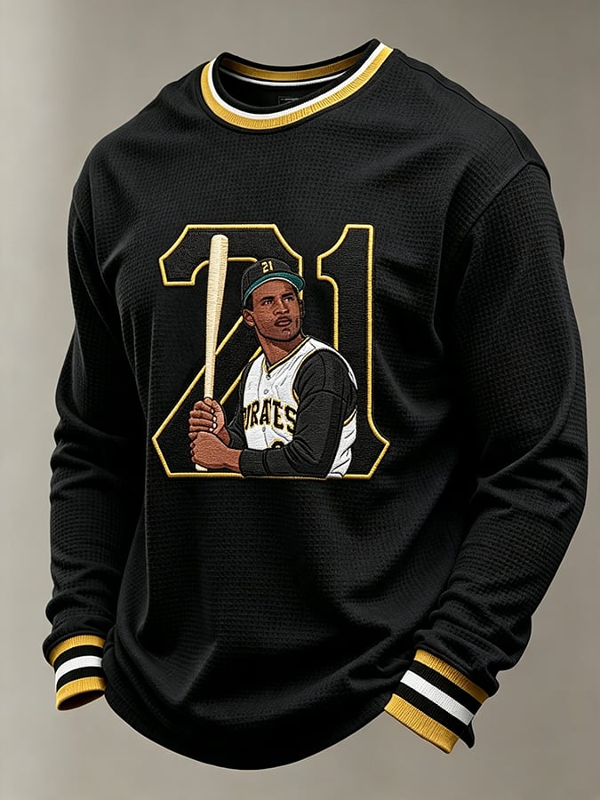 Men's Puerto Rico Baseball Print Long-Sleeve T-Shirt