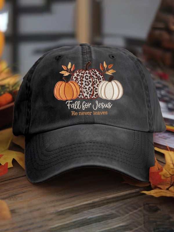 Unisex Vintage Fall For Jesus He Never Leaves Print Hat