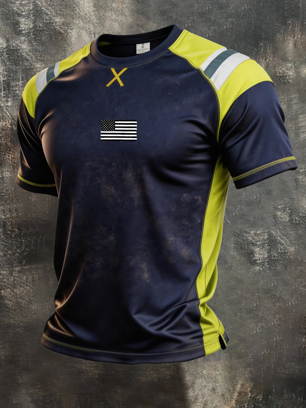 Men's Vintage Patriot Color Block Print Short Sleeve T-Shirt