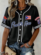 Women's  Baseball  Print Shirt