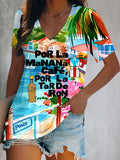 Puerto RIco Singer Printed V-neck T-shirts