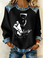 Retro Rock Slash Print Sweatshirt