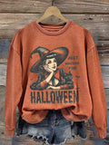 Women's Just Waiting For Halloween Print Casual Sweatshirt