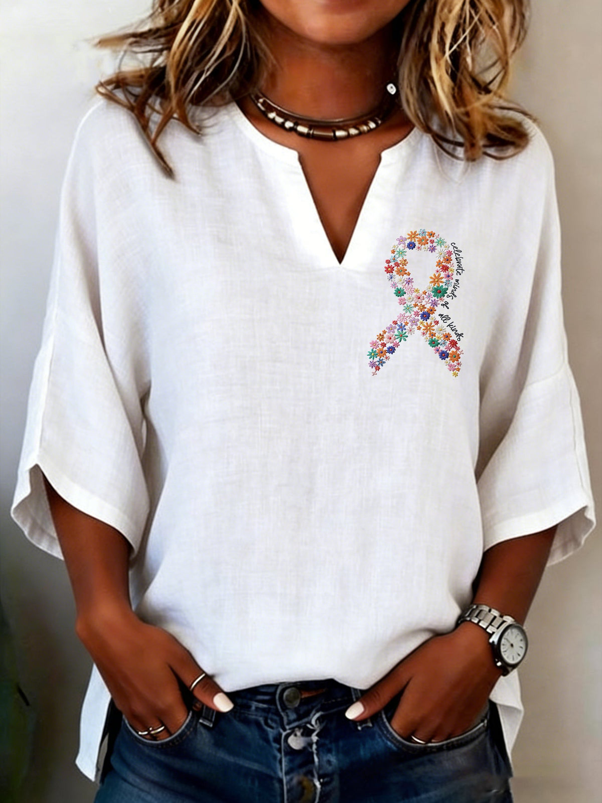 Women's Celebrate Minds of All Kinds Printed Casual Shirt