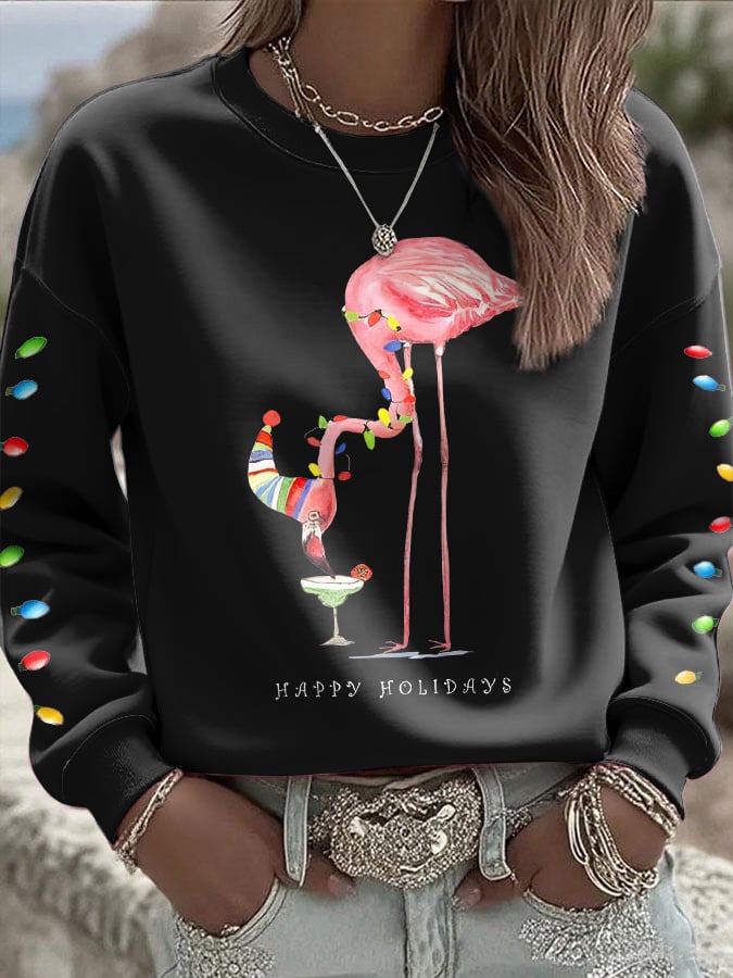 Women's Casual Christmas Pink Santa Claus Sweatshirt