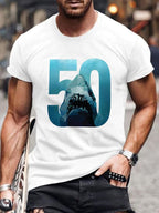 Men's Shark 50th Anniversary Printing T Shirt