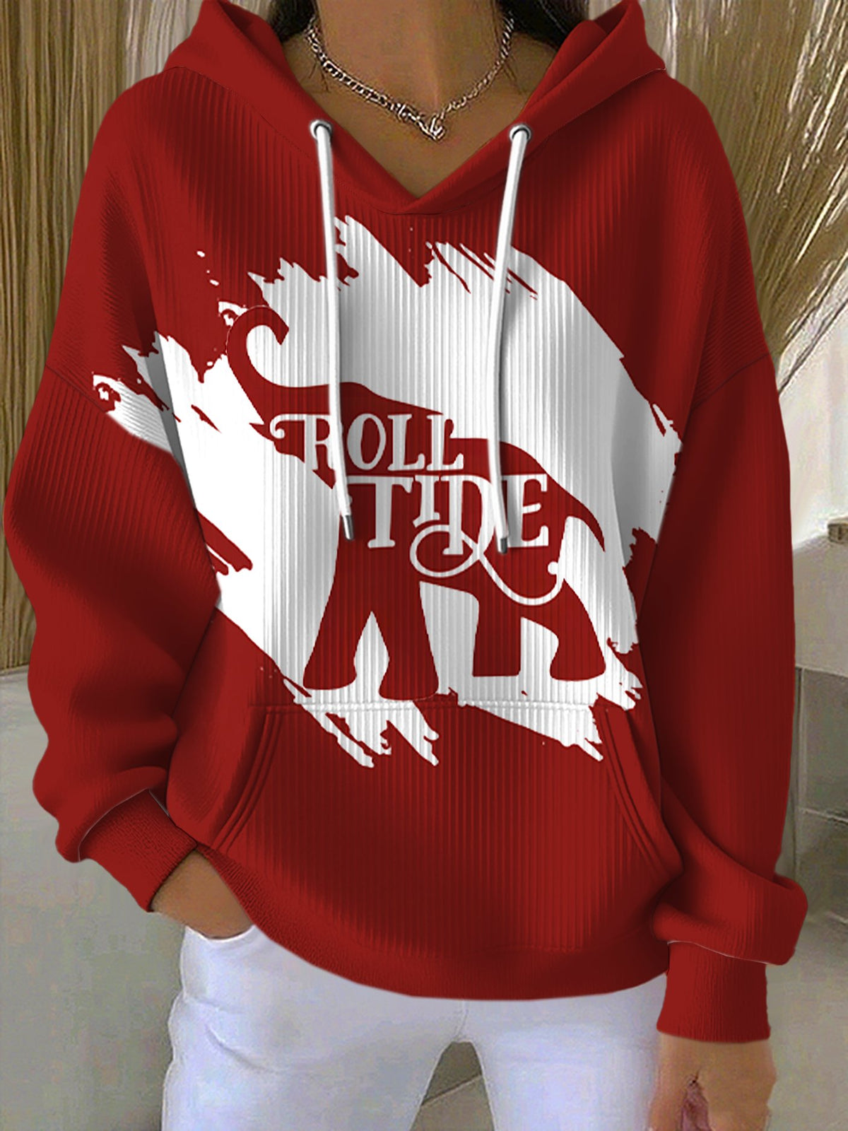Women's printed casual hooded sweatshirt