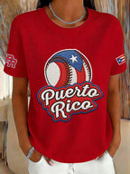 Women's Retro Baseball  Print T-Shirt
