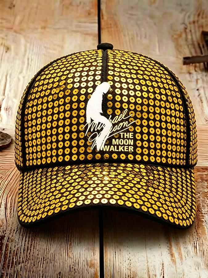 Unisex Retro Commemorative Baseball Cap: "King of Pop" Faux-Sequin Print Edition