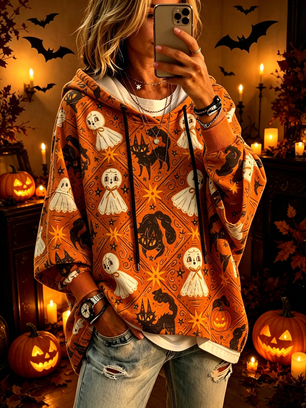 Women's Halloween Print Casual Hoodie
