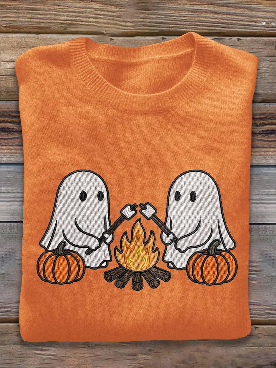Halloween Ghost Art Print Thin Sweater