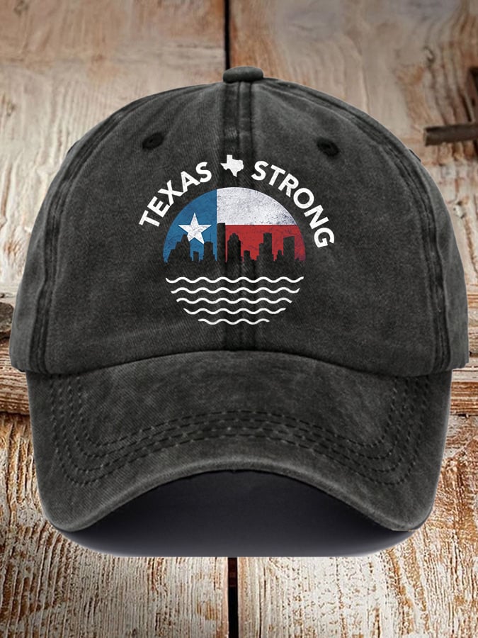 Retro Texas Strong State Flag Print Baseball Cap