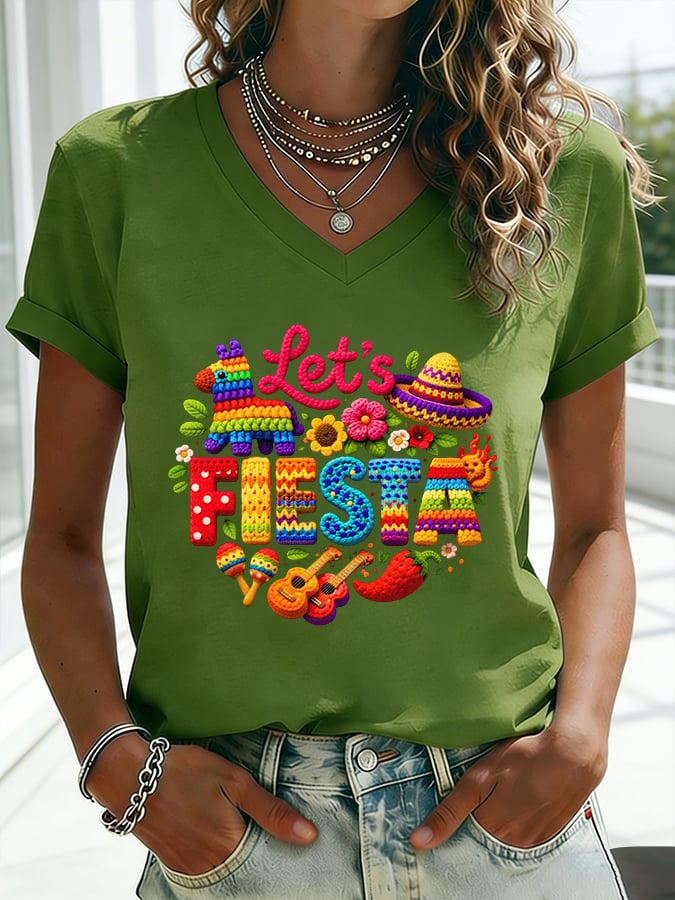Women's Mexican Art   Cinco de Mayo Print  T-shirt