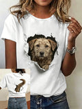 Women's Animal Cruelty Prevention Love Dog Print Crew Neck T-Shirt