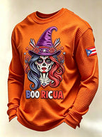 Men's Boricua Halloween Waffle-Knit Long-Sleeve Top