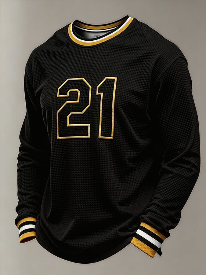 Men's Puerto Rico Baseball Print Long-Sleeve T-Shirt