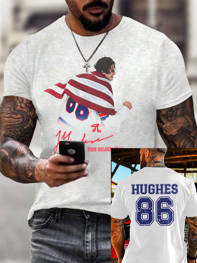 Men's Rugby Print Crew Neck Short-Sleeve Casual T-Shirt