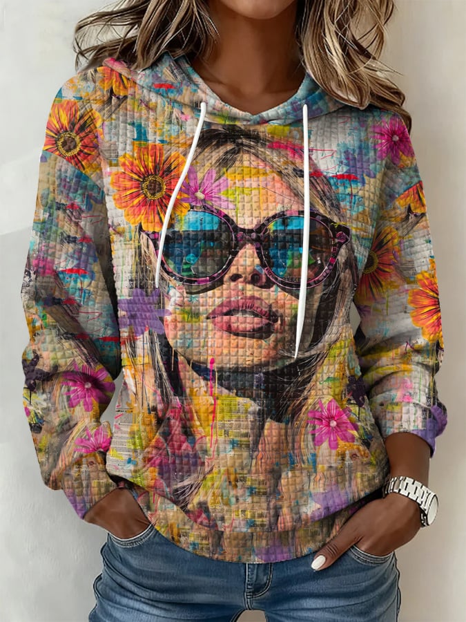 Retro B.B. Watercolor Painting Print Hoodie