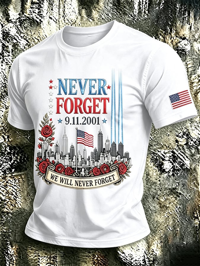 Men's 9.11 Never Forget Print Casual T-shirt