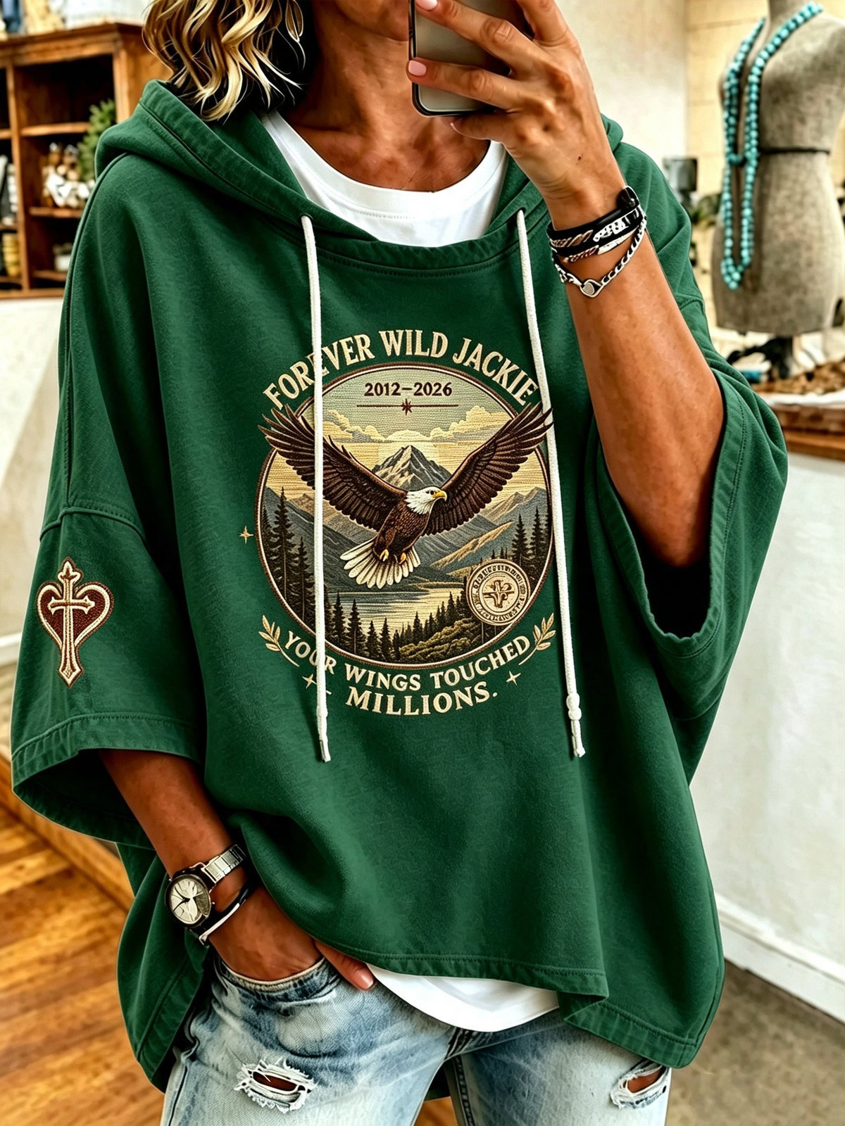 Women'S Casual Bald Eagle "Jackie" Print Top