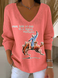Famous singer colorful casual Women's Printed Long Sleeve Top