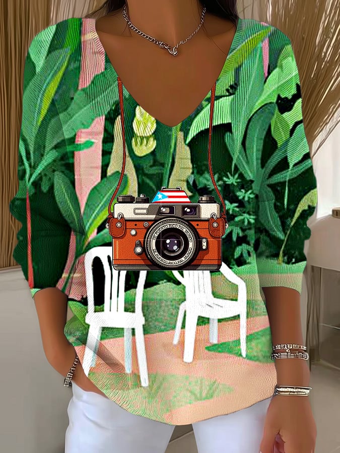 Puerto RIco Singer Pfknr Printed Long Sleeve Top