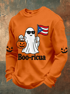 Men's Boricua Halloween Waffle-Knit Long-Sleeve Top