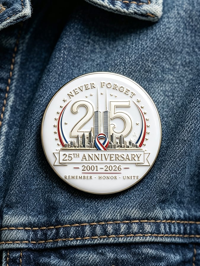 Unisex 9/11 25th Anniversary We Will Never Forget Brooch