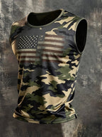 Men's Retro Independence Day Patriot Crew Neck Tank Top