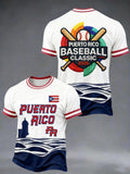 Men's Puerto Rico Baseball Print Casual T-shirt