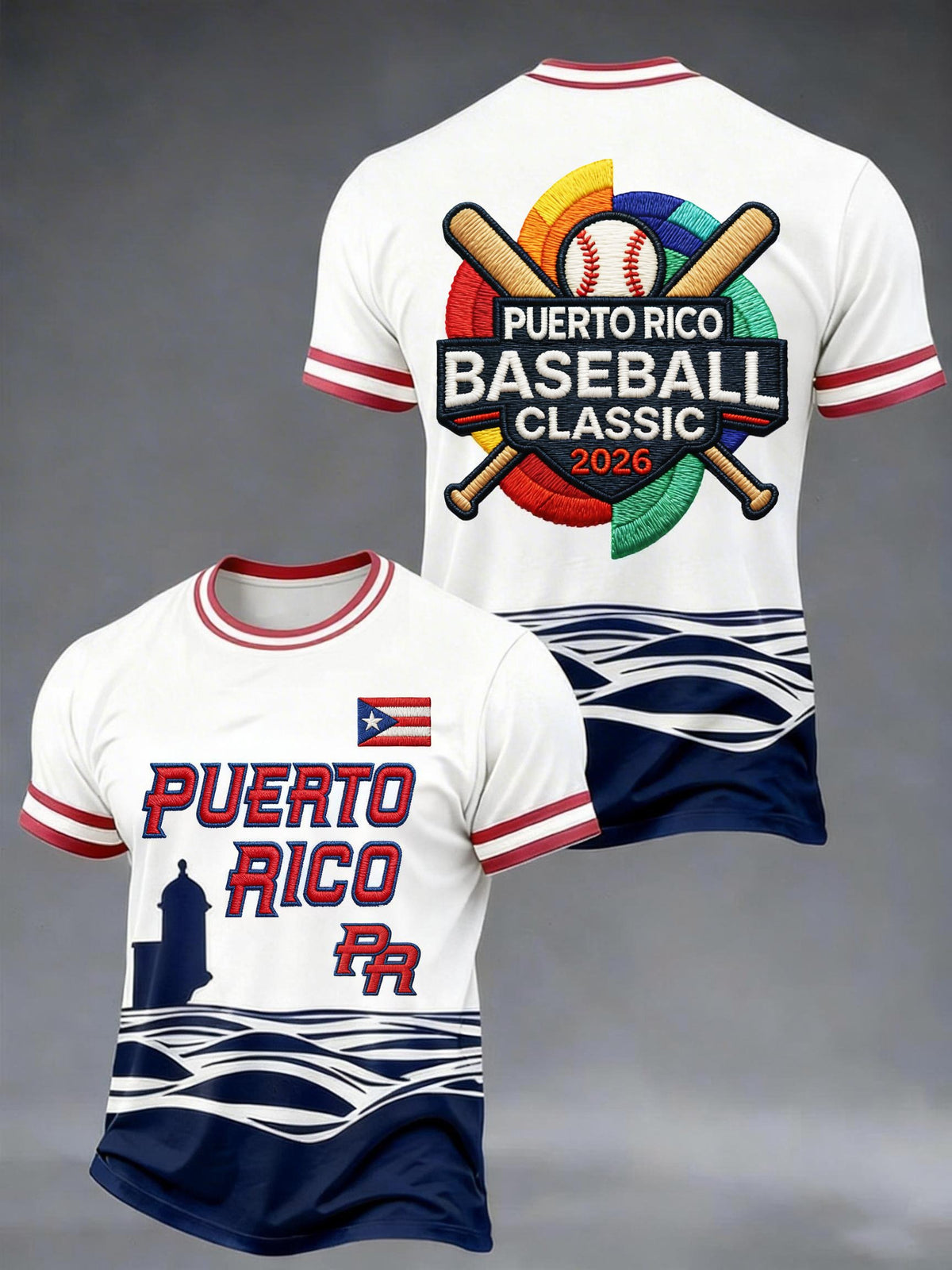 Men's Puerto Rico Baseball Print Casual T-shirt