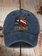 Retro Texas Strong Faith Cross Print Baseball Cap