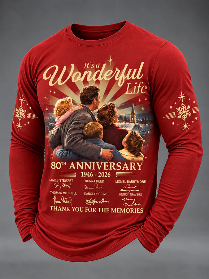 🔥🔥2nd 50% Off 🔥🔥Men's It's A Wonderful Life Christmas Printed Casual T-shirt