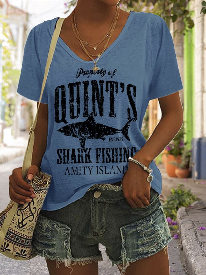 Women's Great White Shark Print Comfort Short Sleeve T-Shirt
