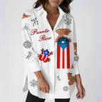 Women's Puerto Rican Print Casual Shirt