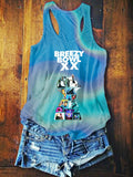 Breezy Bowl XX Blue Printed Casual Tank Top