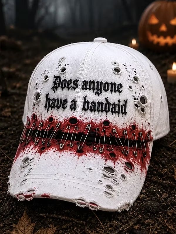 Halloween Does Anyone Have Bandaid Print Baseball Cap