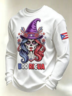 Men's Boricua Halloween Waffle-Knit Long-Sleeve Top