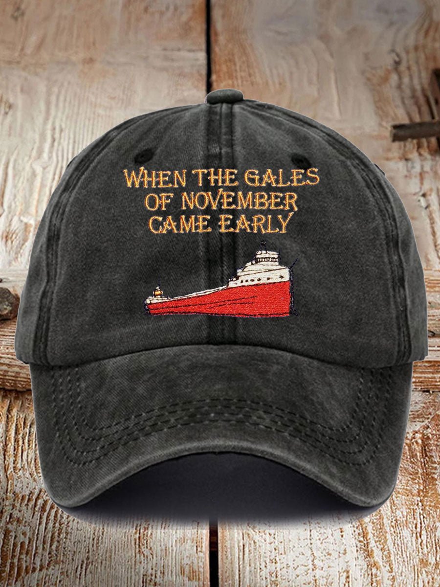 “When The Gales Of November Came Earlyâ€?Print Baseball Cap