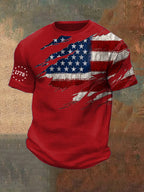 Men's Vintage Flag Design Independence Day Waffle T-Shirt